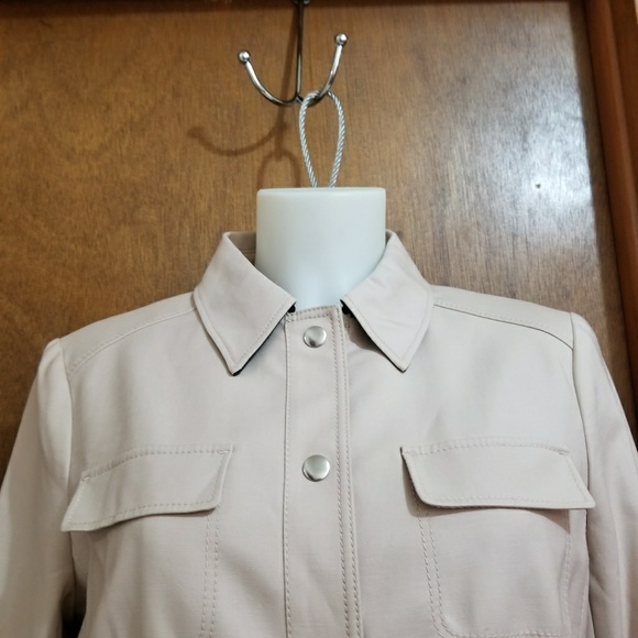 Ann Taylor safari jacket 10 khaki twill snap front - Picture 3 of 6